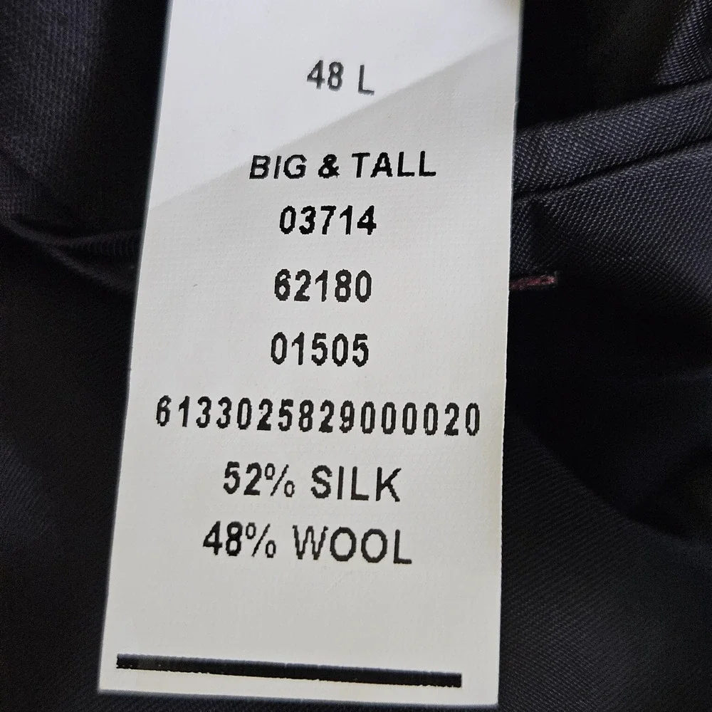 Jos A Bank Blazer Mens 48L Tailored Fit Signature Wool Silk Check Brown Black